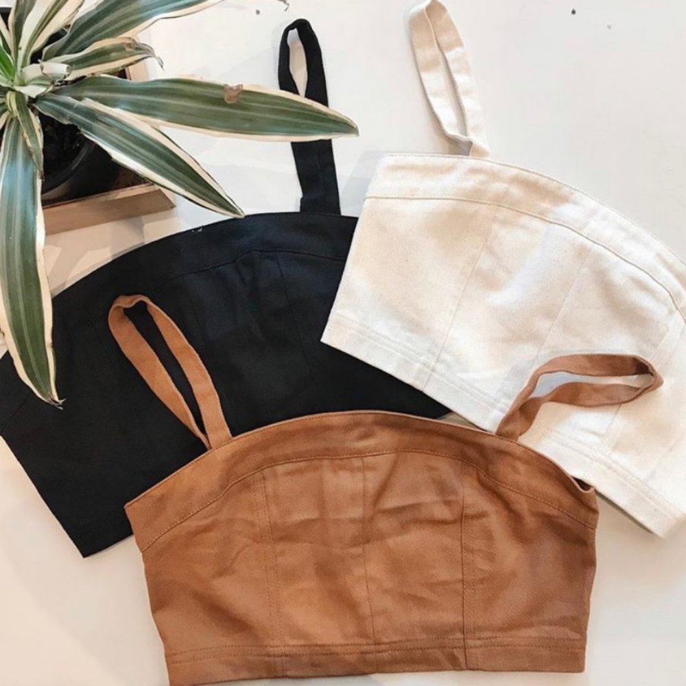 Workhall Cropped Zipper Back Tank - Brown